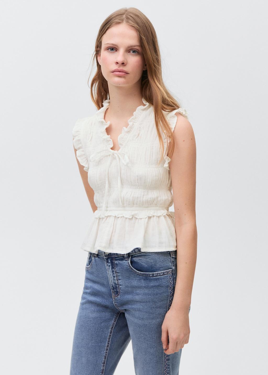 러플 개더드 블라우스