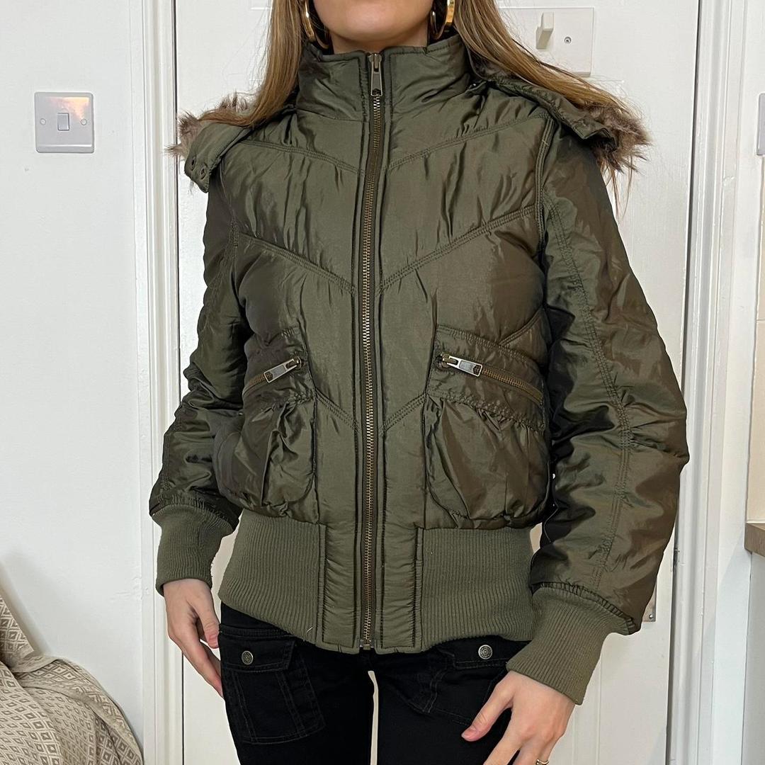 Early 00s deadstock y2k grunge khaki puffer bomber...