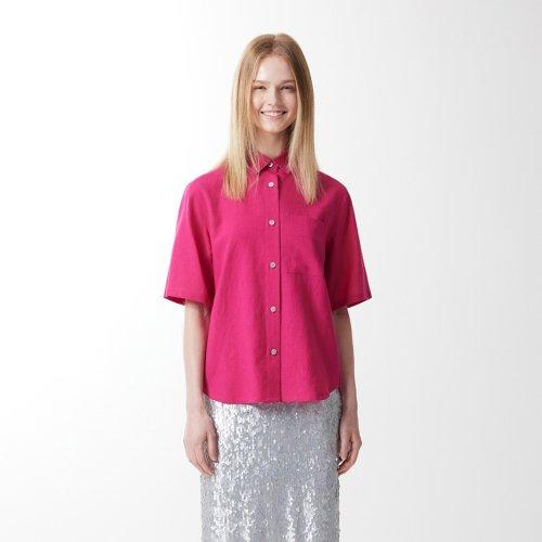 린넨혼방 반소매 셔츠 핫핑크 0047