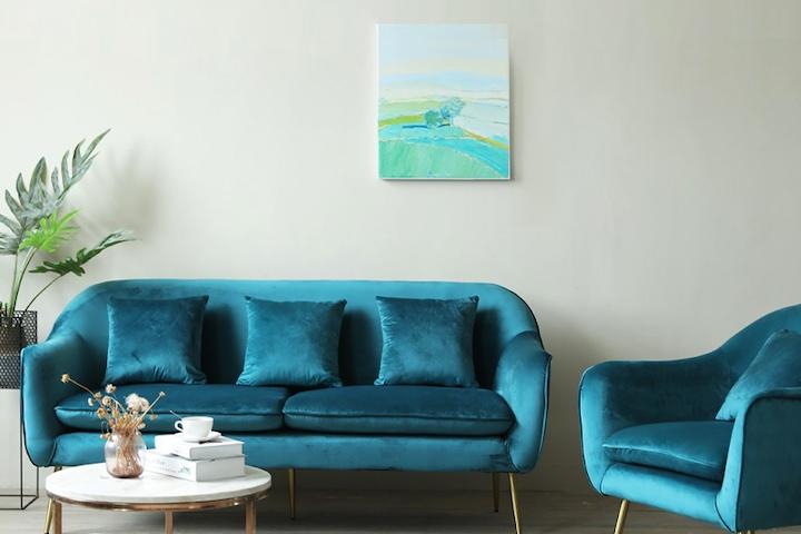 커브 벨벳 골드 북유럽 인테리어 포인트 패브릭소파 3인용