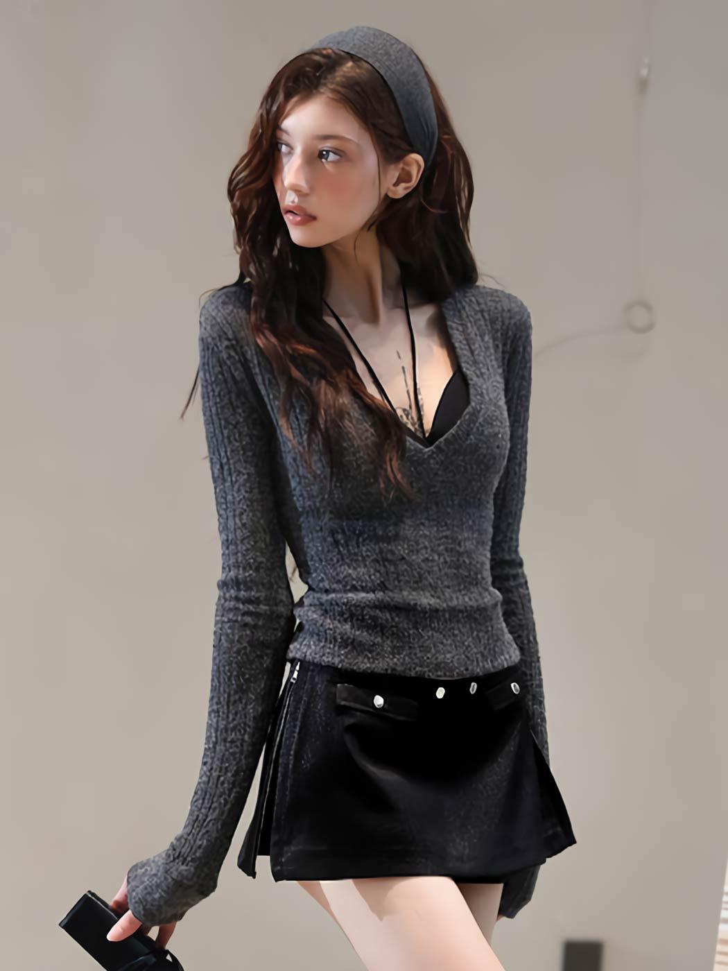 [BulletNini] Low-Rise Glossy Skirt