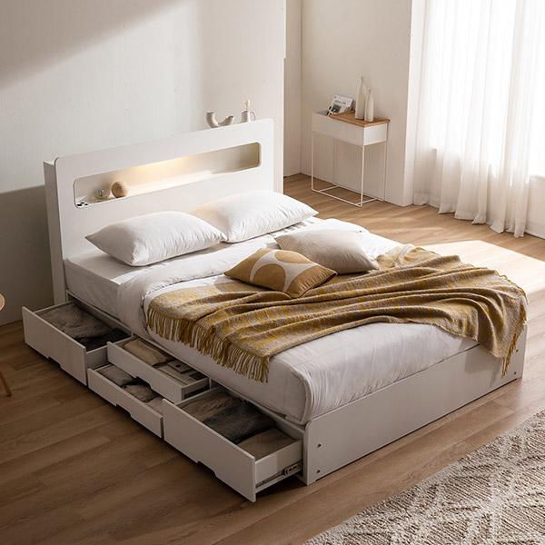 ◈타임세일◈레이즈 LED 4단 수납 침대(SS/Q)