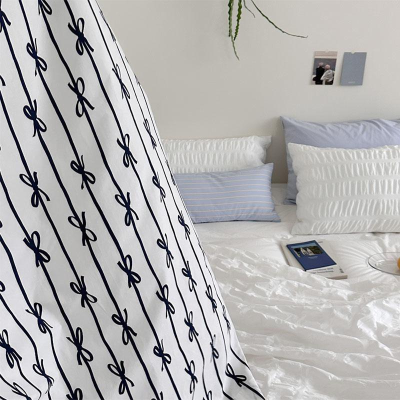 [커튼핫딜] 줄리엣 리본 스트라이프 커튼 (블랙) 기준사이즈: 130*150가로&세로 사이즈 다양