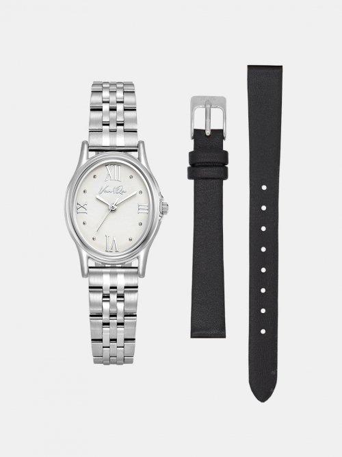 Gem-Silver/Pearl SET (Black leather)