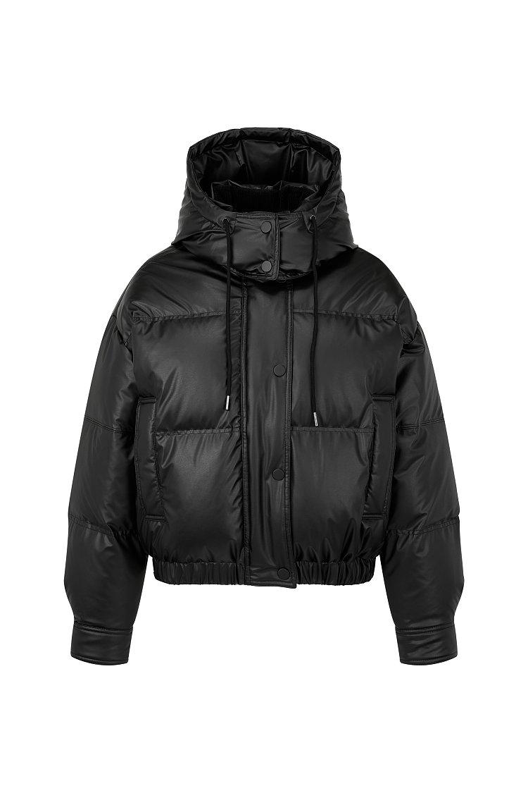 에코레더 숏 후드 다운