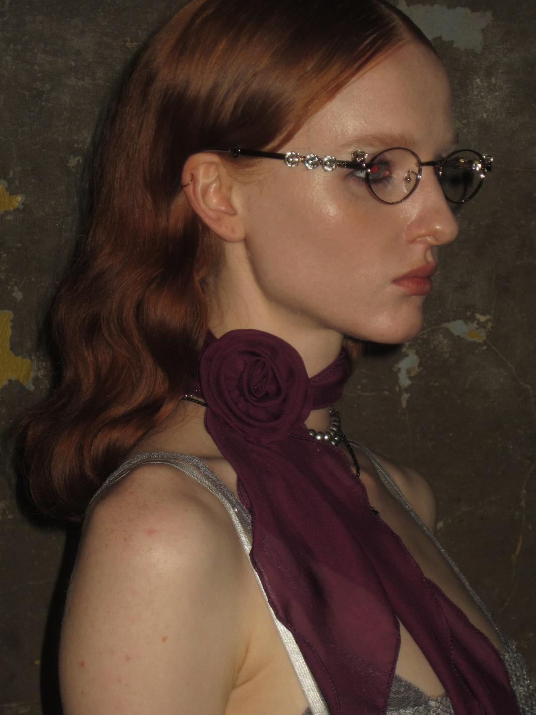 Rose Ribbon Scarf /Purple