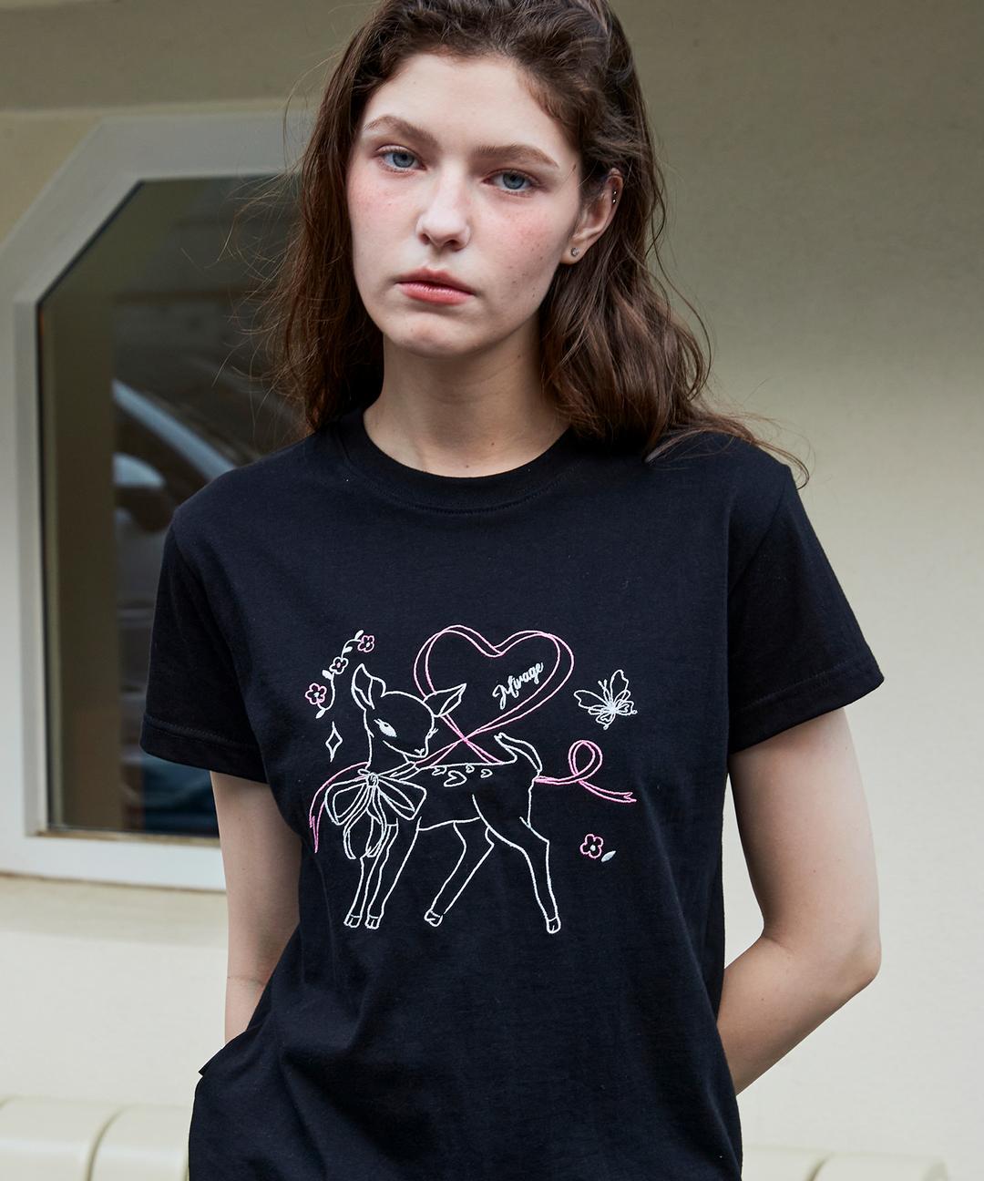 디어 블룸 크롭 반팔티 블랙