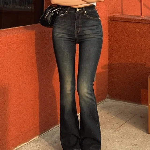 다크 워싱 롱 부츠컷