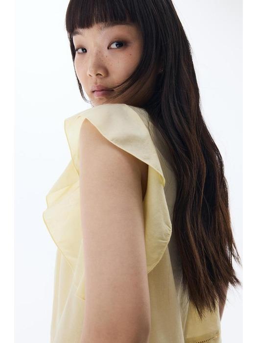 버터플라이 슬리브 블라우스 라이트 옐로 1272637008