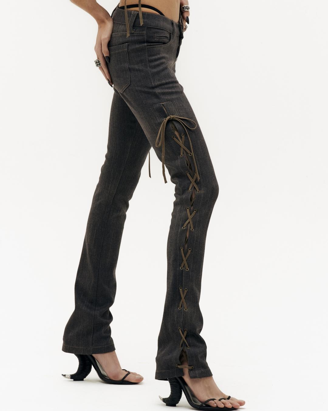 Rough lace up pants