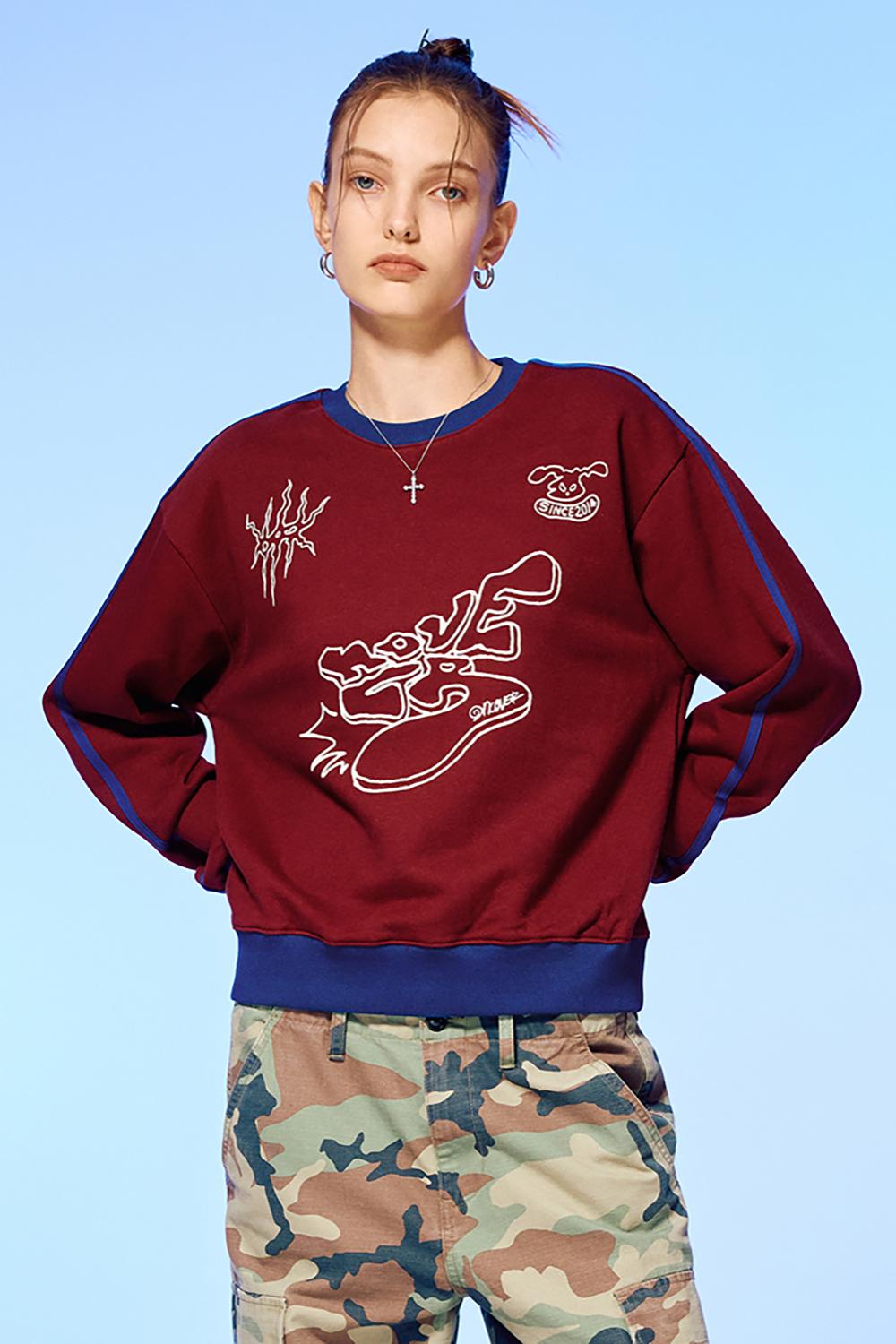 OLD SPORTS TEAM SWEATSHIRT-BURGUNDY