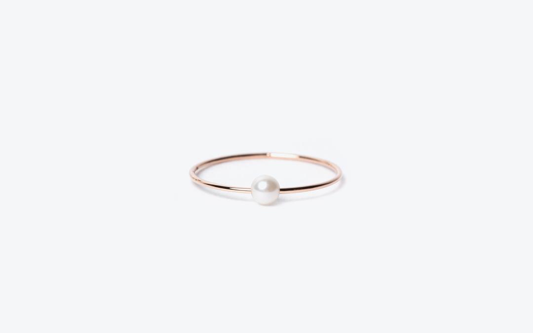 single tiny akoya pearl ring_아코야 진주 반지, 14k
