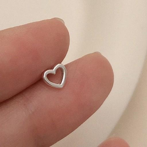 925실버 미니하트피어싱 레이어드 미니멀 실버피어싱