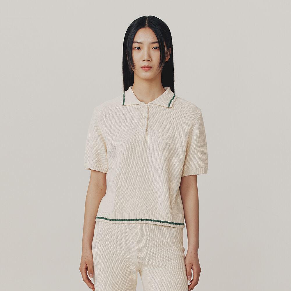 LINE POLO KNIT_BEIGE