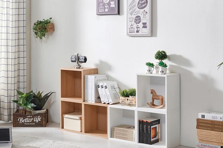 공간박스 조립가구 책장 책꽂이 수납 정리 1단/2단/3단, 4colors
