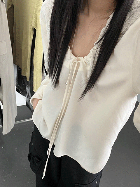 uneck string blouse (3color)