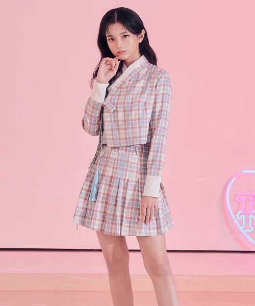 한 체크 한복 투피스 세트