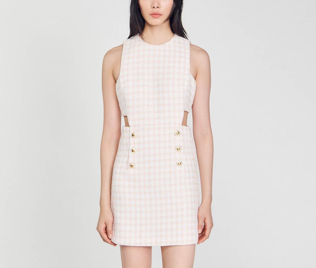 오픈워크 트위드 드레스