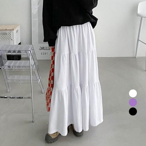 플랜데이 여성용 러블리 캉캉 플레어 밴딩 롱 스커트 - 스커트/치마 | 쿠팡