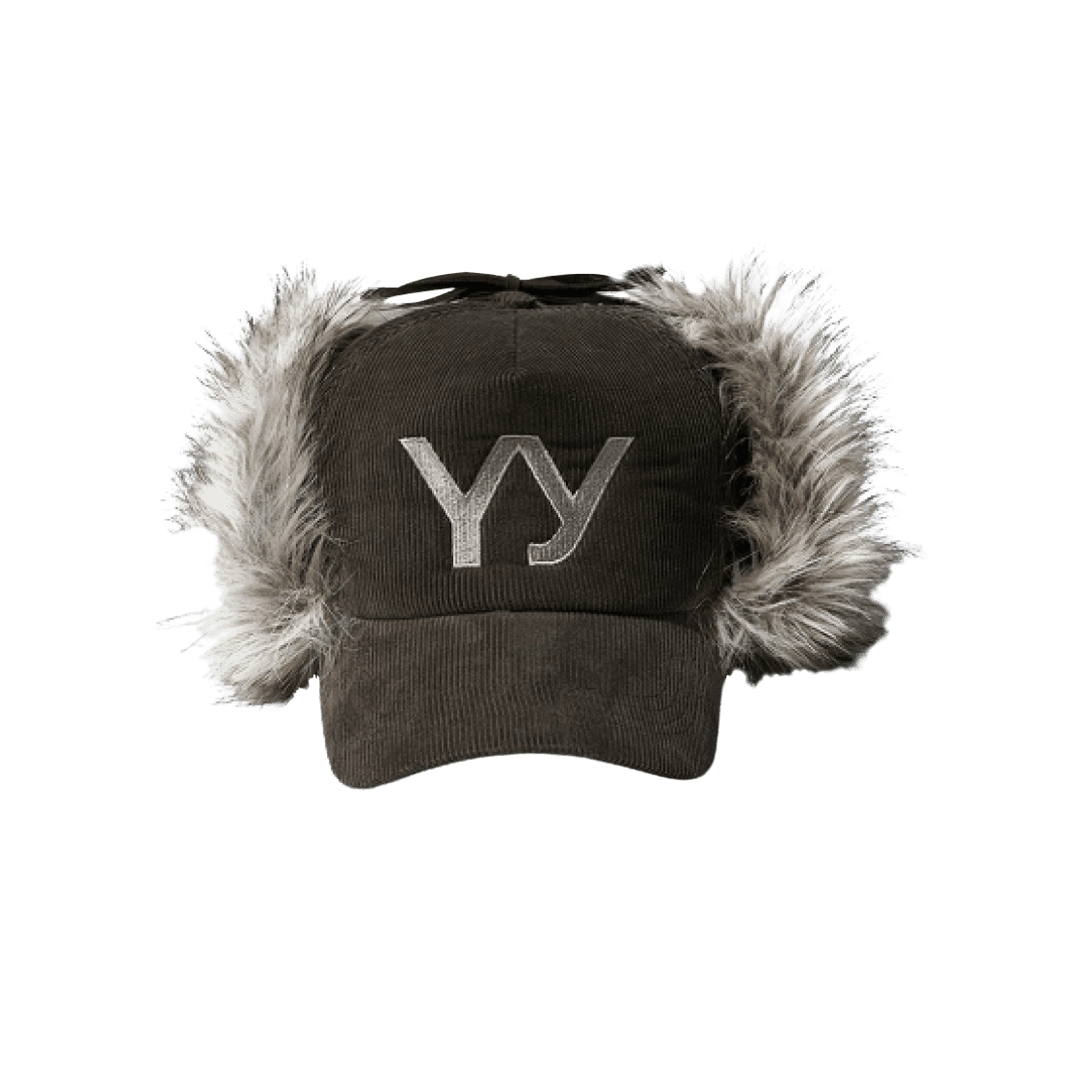 Open Yy Faux Fur Corduroy Earflap Cap Khaki