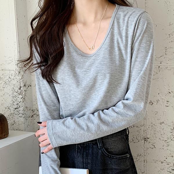 롱슬리브U넥티셔츠