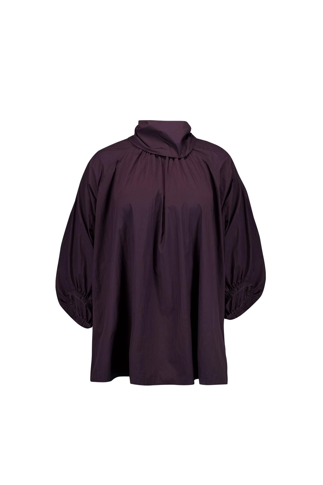SOFT SHIRRING SCARF BLOUSE (PLUM)
