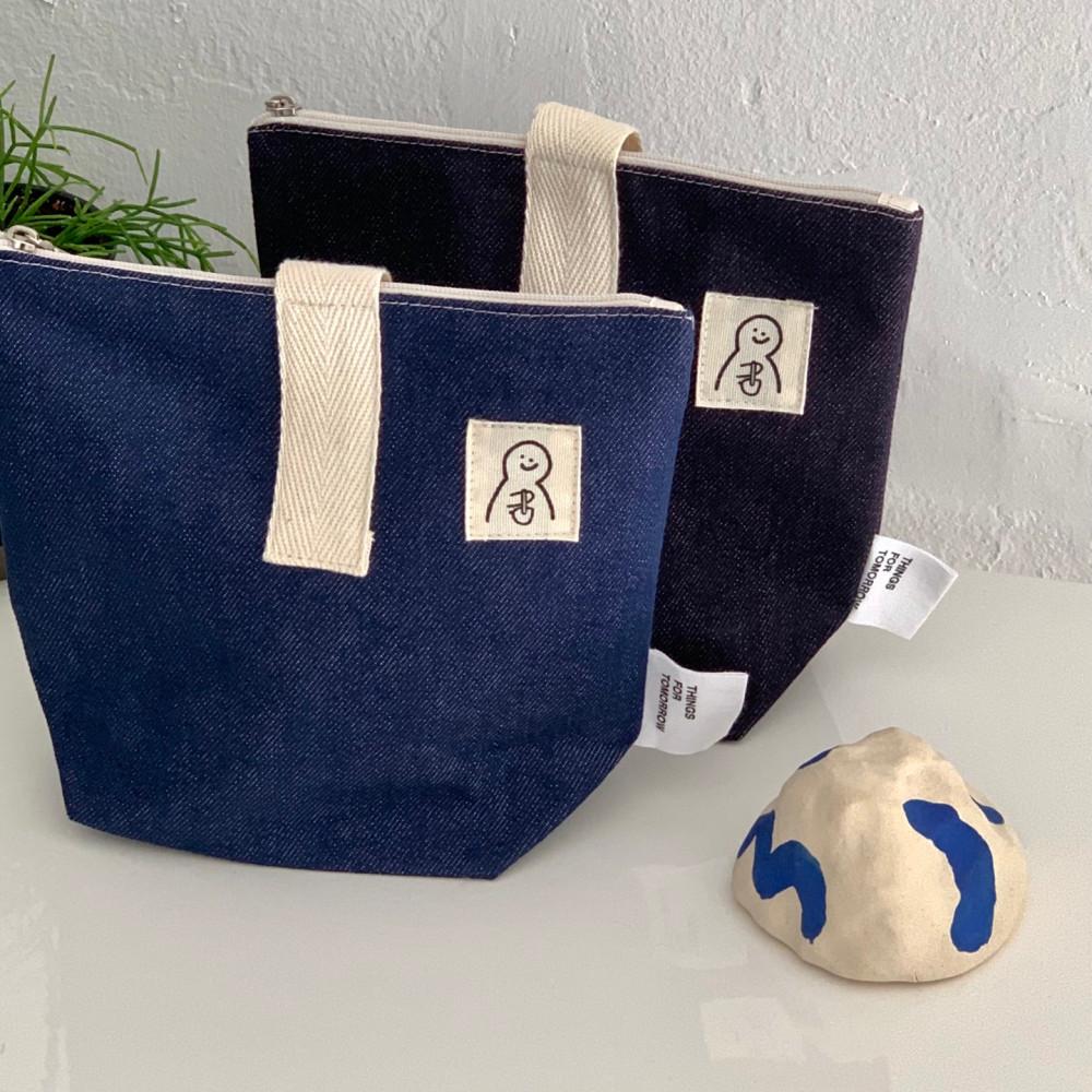 [Pouchman Denim] 가벼운 파우치 넉넉한 손잡이 손목 복조리 가방 손목파우치 청 데님 손가방 파우치맨