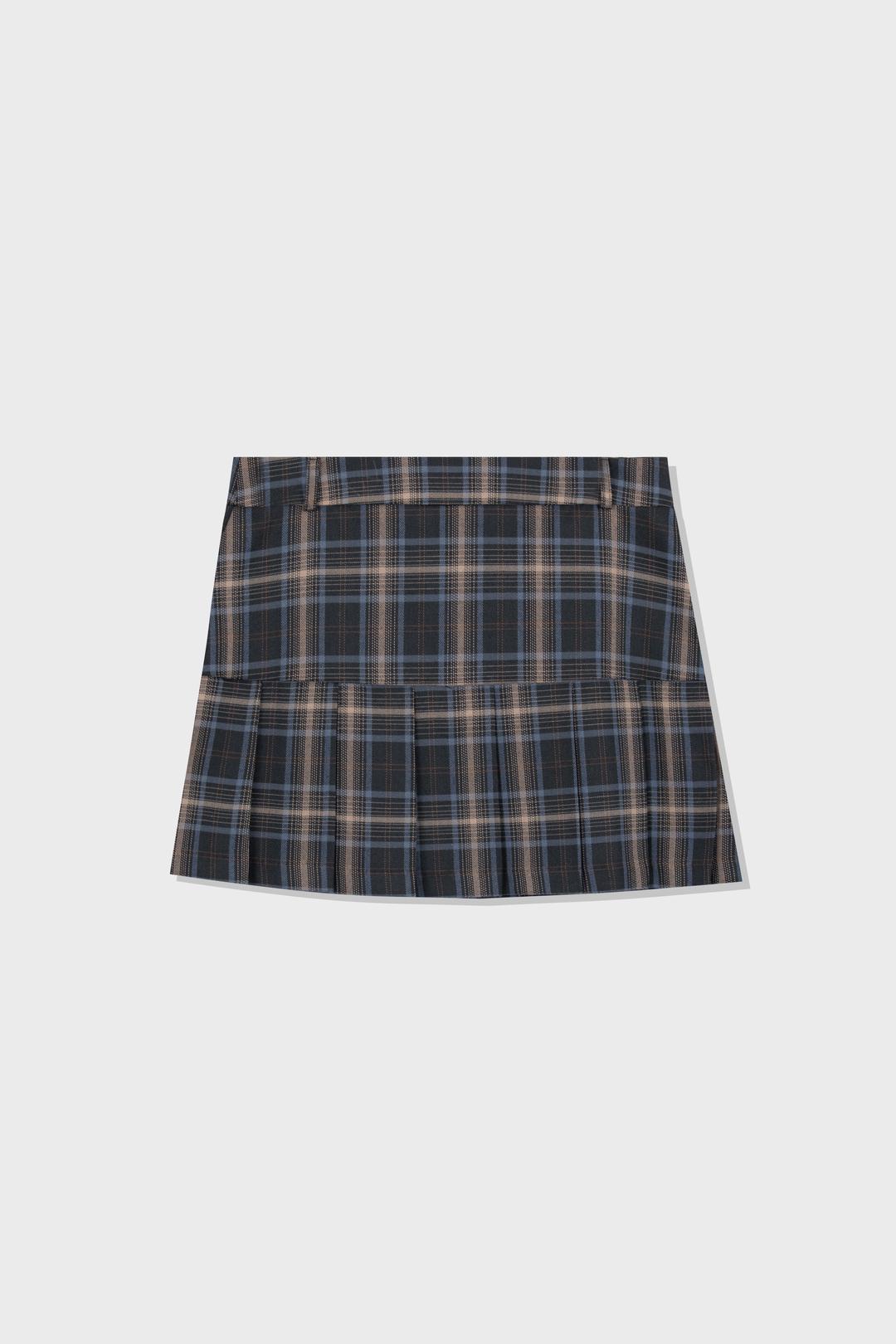 CHECK PLEATS MINI SKIRT (BROWN/BLUE)