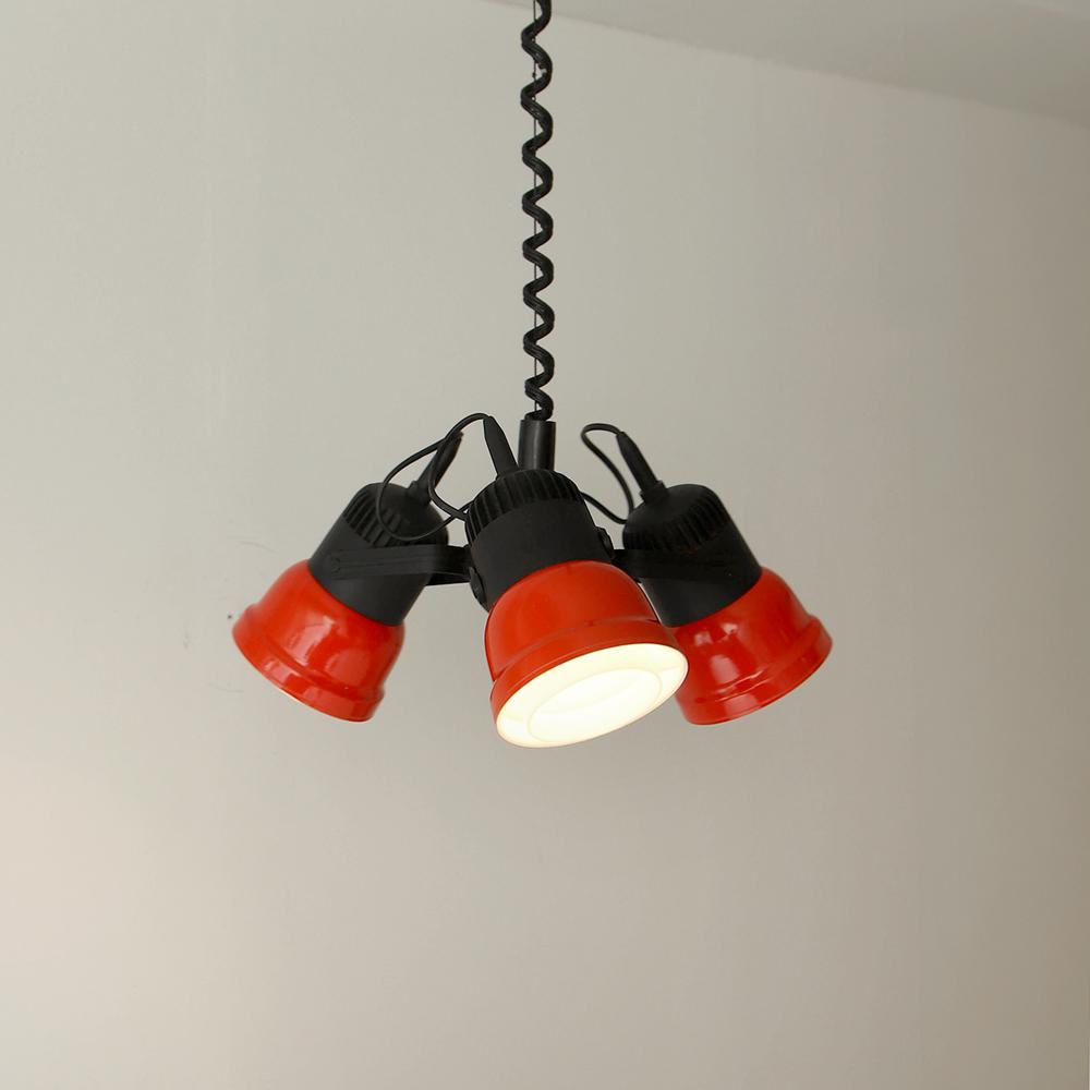 1980s POLAM PILA 3-Light Red Spot Pendant Lamp