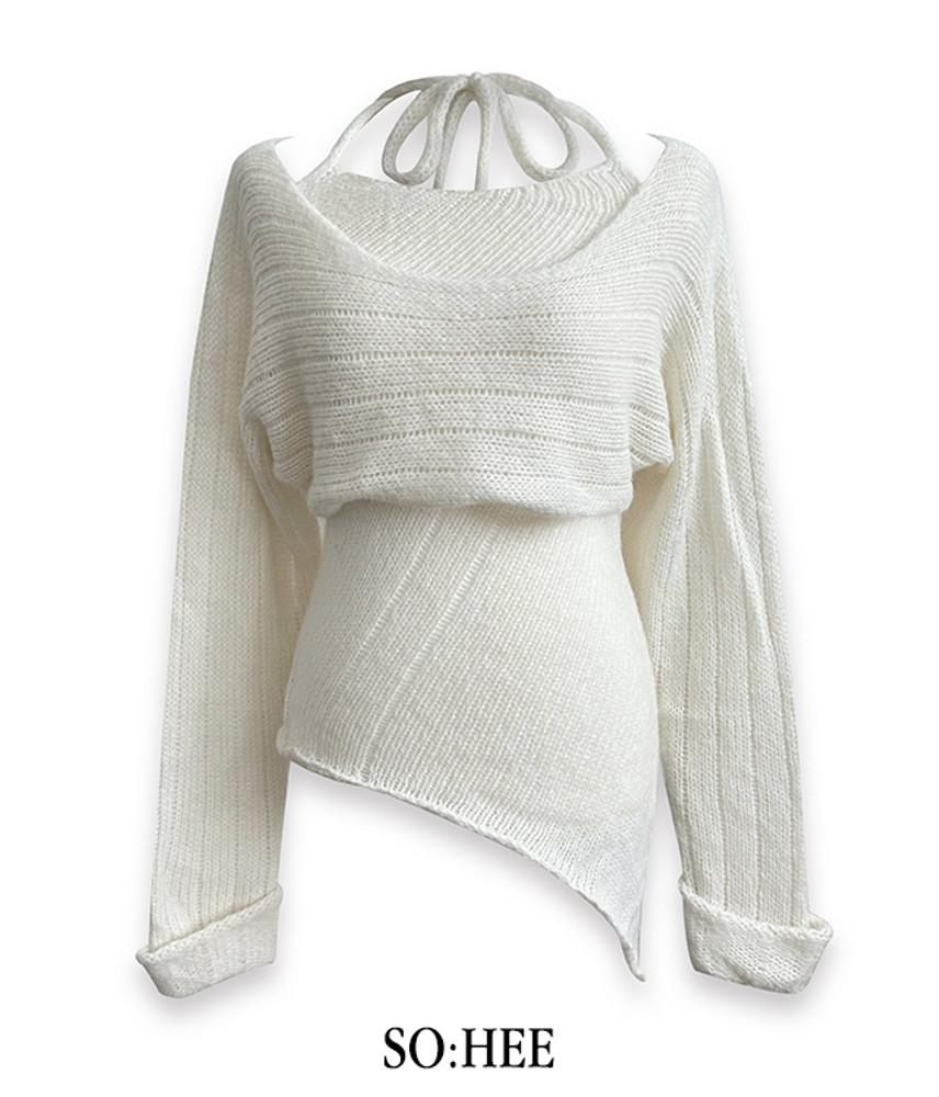 [한소희니트/당일발송] 홀터넥 볼레로+나시 투피스 코디세트