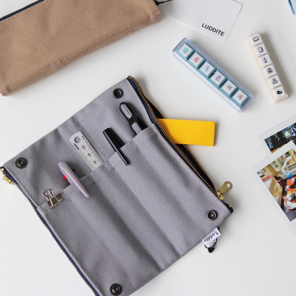 LUDDITE 러다이트 더블 단추 벤디 펜케이스