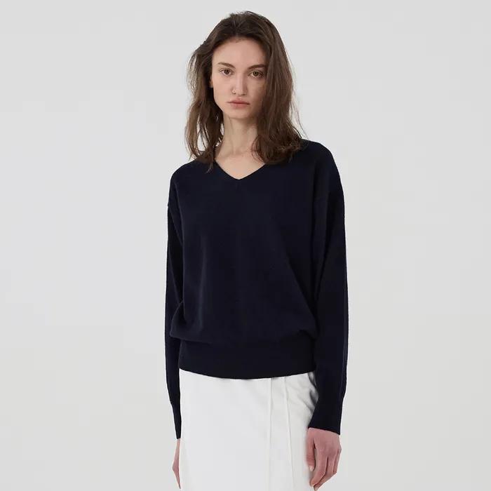 [Cashmere] Dolce V-Neck Knit - Navy