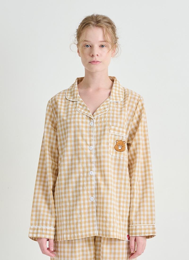 케어베어 깅험체크파자마 베이지 : 긴팔세트 [size 1]