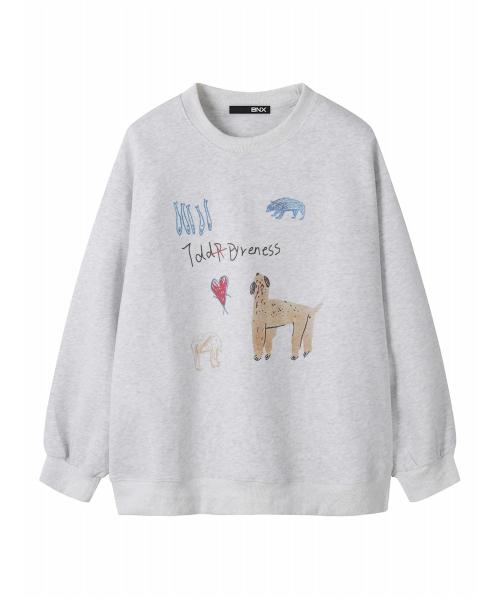 라운드 캐릭터 프린팅 박스핏 맨투맨 (BW3TS010L0)