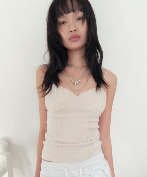 커스타드 메쉬 탑 *애쉬 핑크