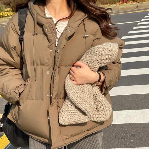 choco mousse🍫 hood duck down padding jumper