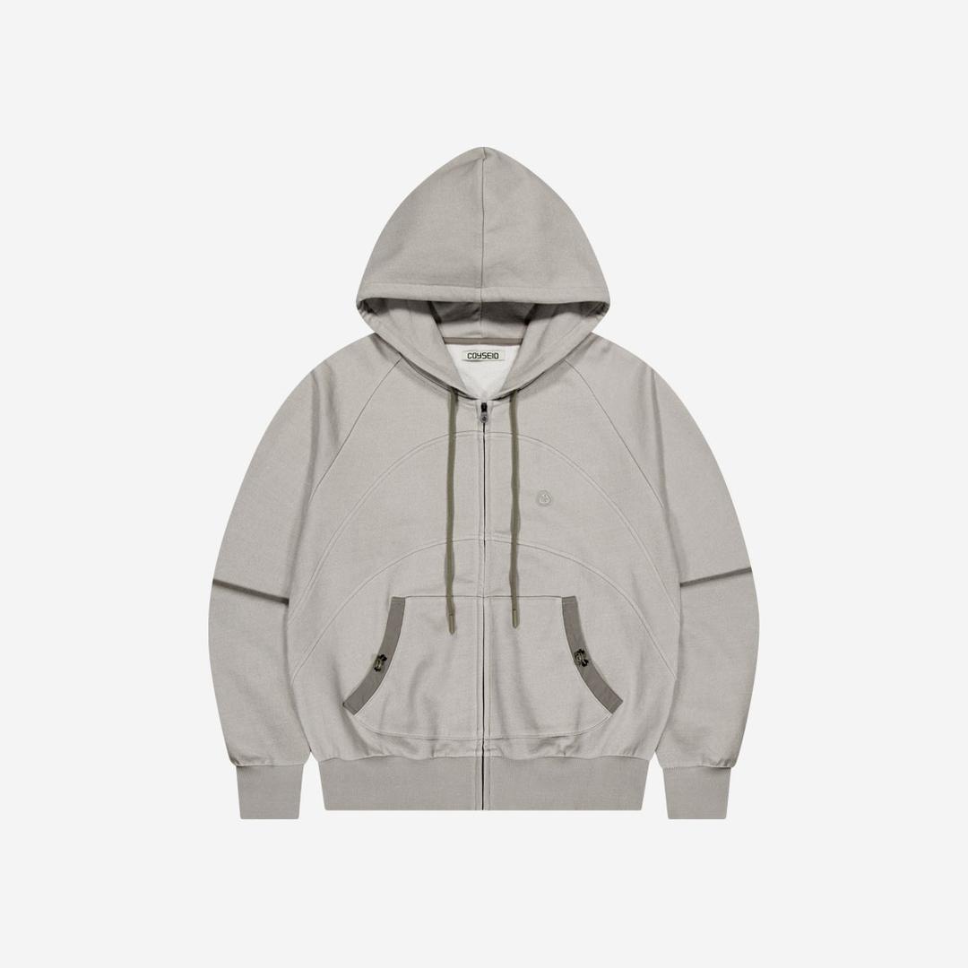 Coyseio String Pocket Hood Zip-Up Sand