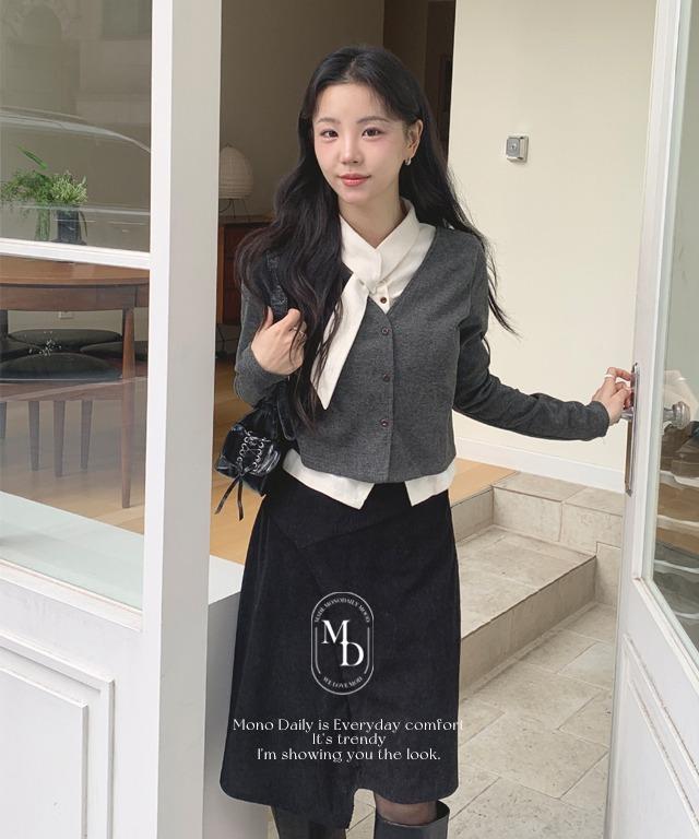 [오늘출발🚚] [#.무채색] [#.출근룩] [New Arrival] 소나 타이 니트 가디건 (일체형)