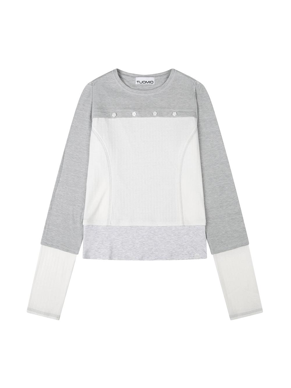 TEXTURE MIXED LONG SLEEVES [LIGHT GREY]