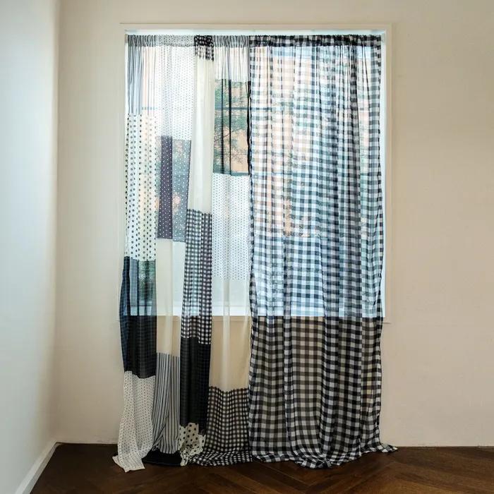 레트로 패턴 쉬폰 방문 가리개 커튼 2size 14colors