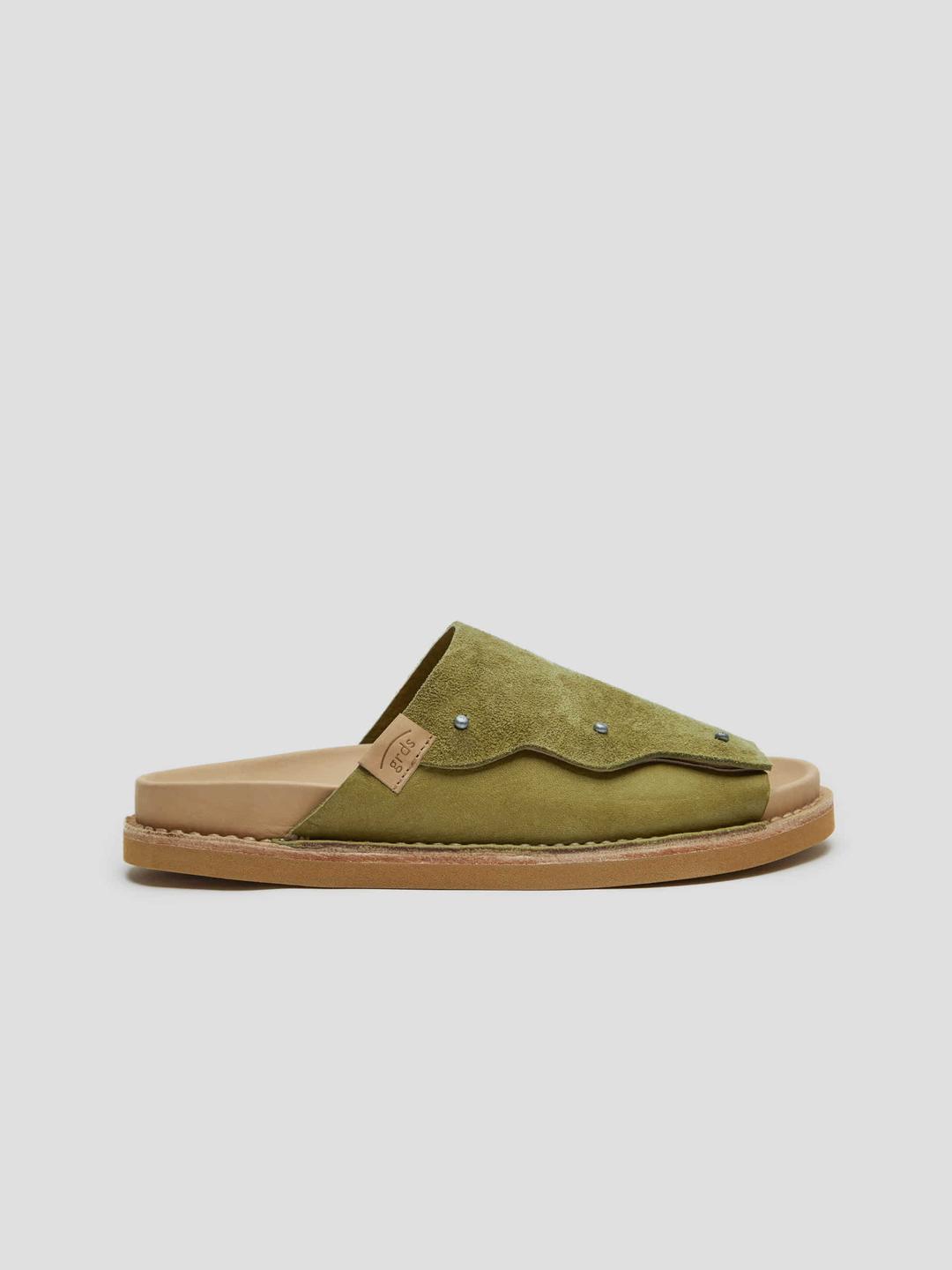 slides 04 suede/leather green moss
