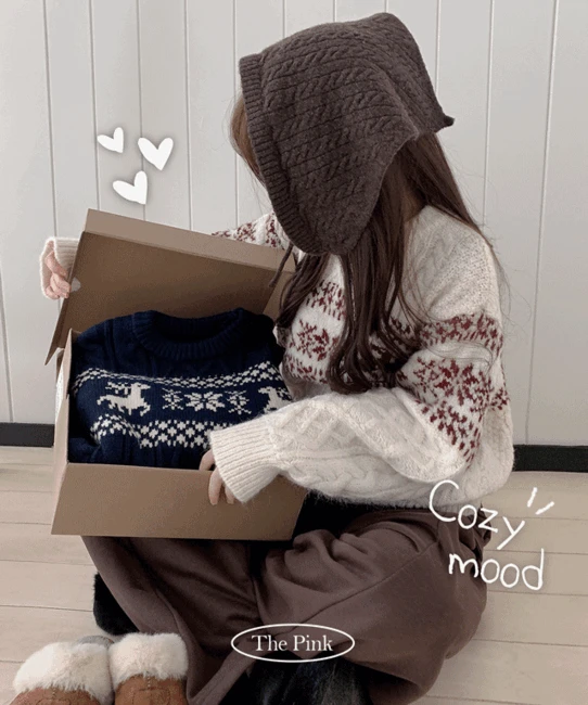 [아방핏/폭닥/겨울감성] 디런 루즈핏 배색 노르딕 꽈배기 니트 (2color)