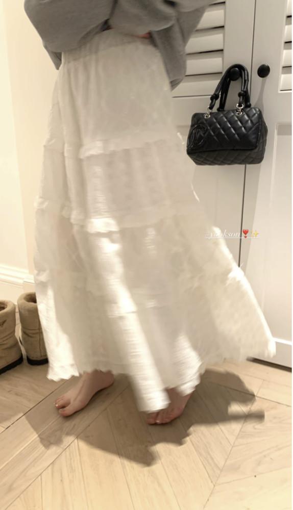 레이스 스플 라이스 롱스커트