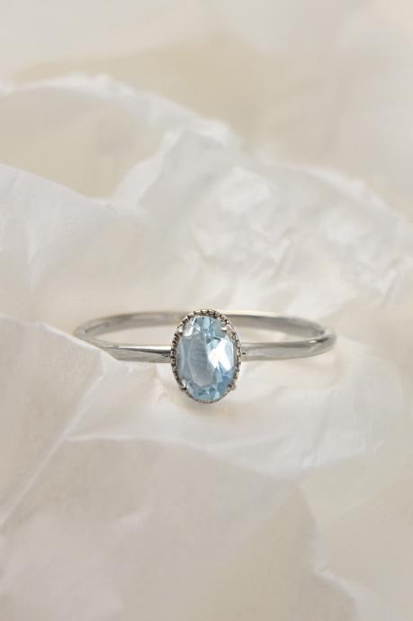 아리엘 R_오발 토파즈 밀그레인 반지_14K GOLD