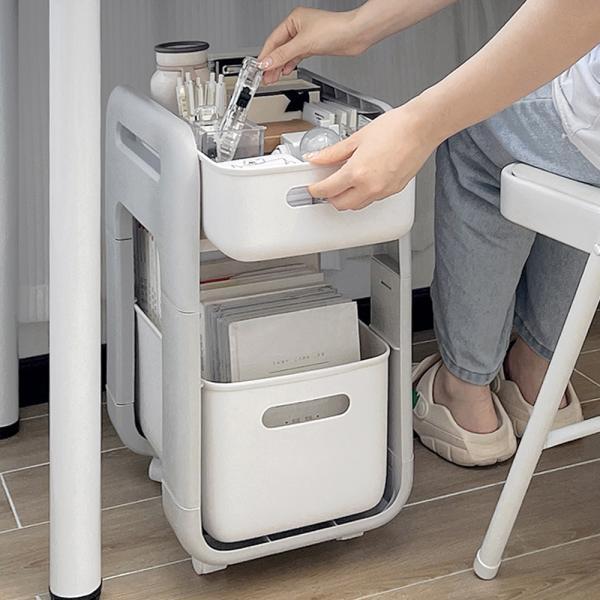 라운드 엣지 2단 수납함 다용도 정리함 3types