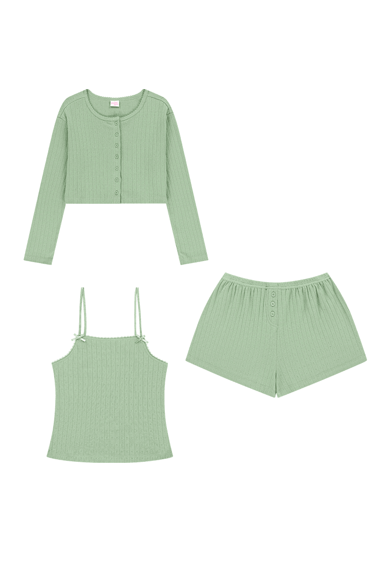 Pure Cardigan&Camisole&pants Set 10%