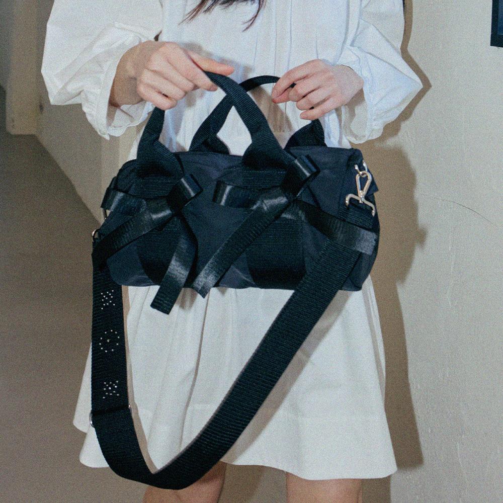 Pearl Stud Ribbon Bag_Black