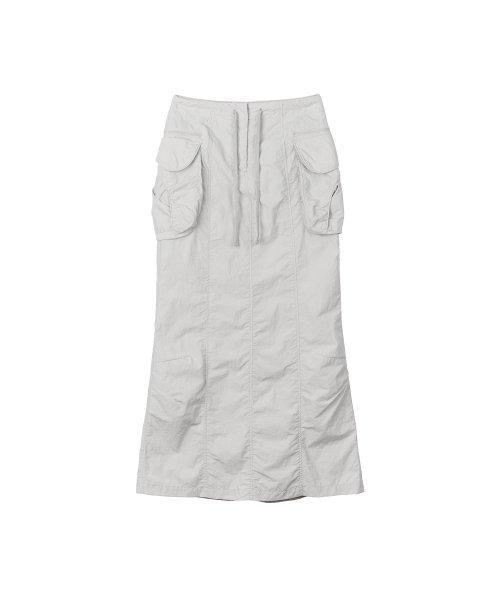 Parachute Cargo Maxi Skirt Pale Gray