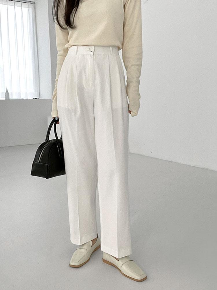 페브 핀턱 코튼 팬츠 4color