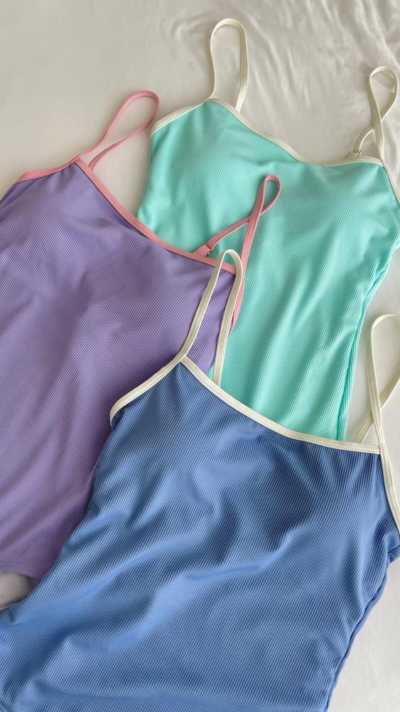 캔디 골지 배색 모노키니 3color